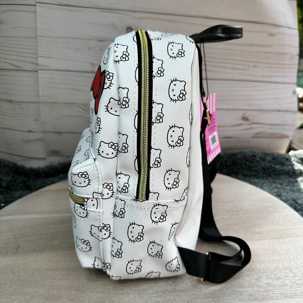 Hello Kitty Mini Backpack White Red Bow Faux Leather Sanrio 10" - Picture 2 of 16